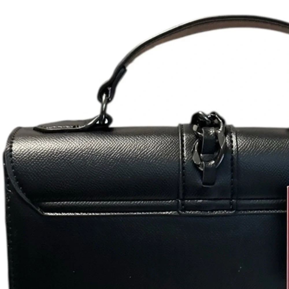 Badgley Mischka Black Dark Metal Studded Satchel Purse